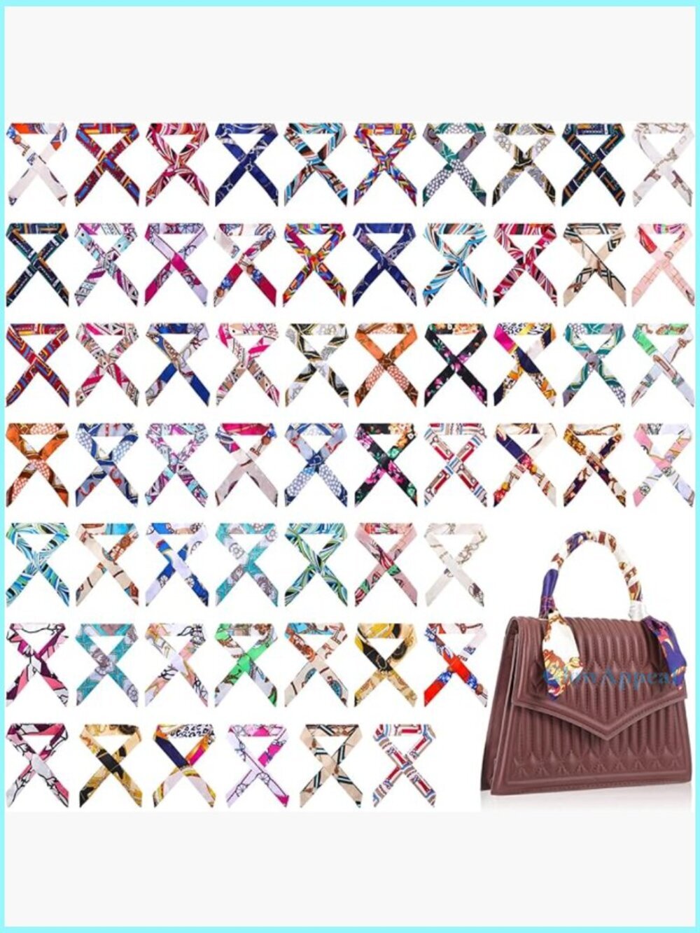Satin Polyester Scarf Set 60 Pieces Handbag Decoration Headband Neckerchief
